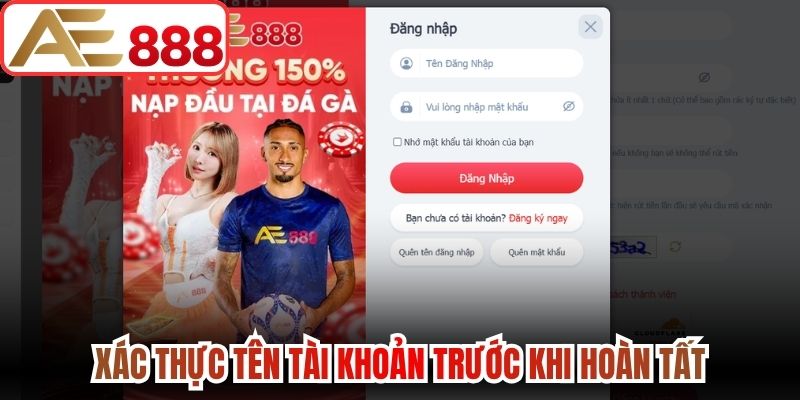 Xác thực tên tài khoản trước khi hoàn tất 