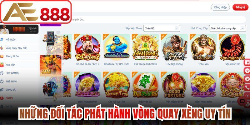 Những đối tác phát hành vòng quay xèng uy tín